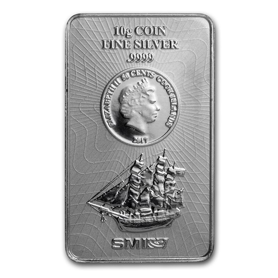 2017 10 gram Silver Cook Islands Bounty Coin Bar (.9999 Fine) 2017 10 gram Silver Cook Islands Bounty Coin Bar (.9999 Fine)